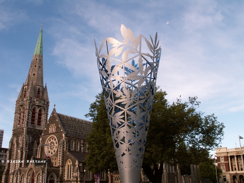 Alt und Neu eng beisammen in Christchurch, der grten Stadt der Sdinsel mit ca. 316.000 Einwohnern